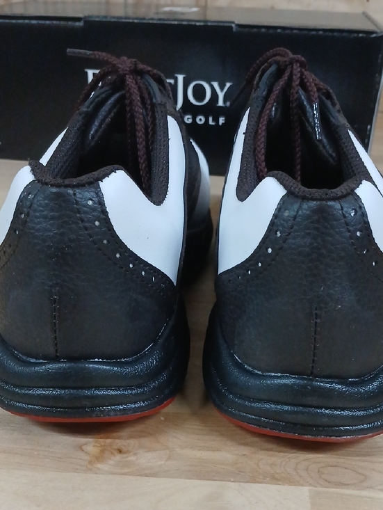 FootJoy NIB Men’s White, Brown and Black  Greenjoys Golf Sneakers Size 8.5 main image 5